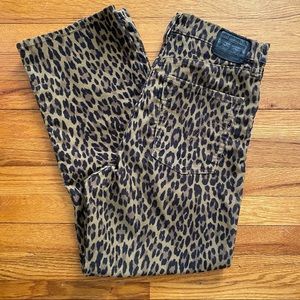 levi’s ribcage leopard print straight legged corduroy pants